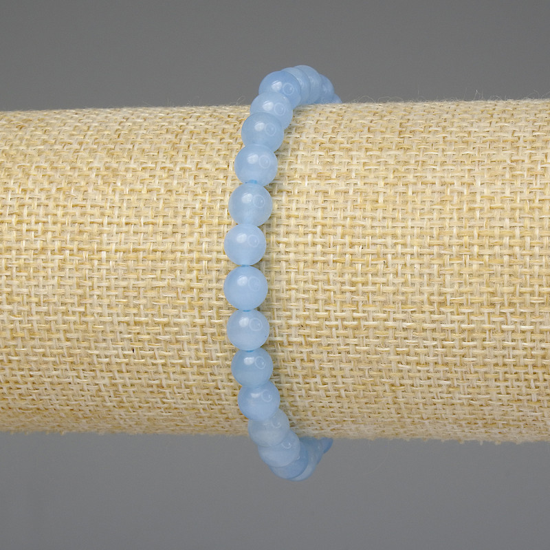 Aquamarine Bracelet Smooth Bead 6mm, Length 18mm, Stretch