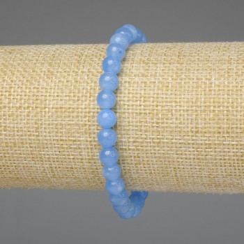 Aquamarine bracelet with smooth 6 mm beads, length 18 mm, elastic