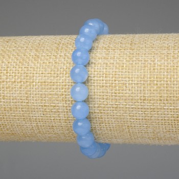 Aquamarine bracelet with smooth beads 8mm ±, length 18mm ± stretch