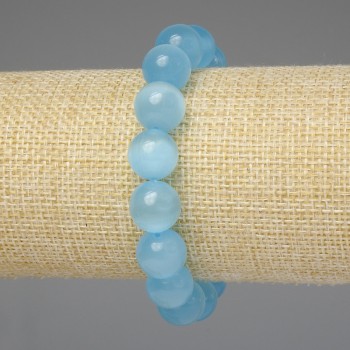 Bracelet Blue Cat's Eye smooth bead 12mm+-, length 18mm+- stretch