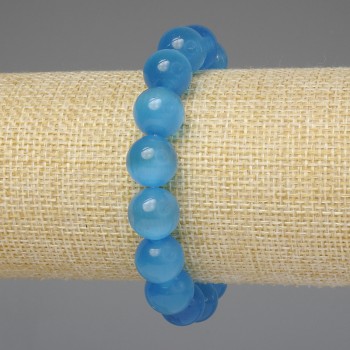 Bracelet Azure Cat's Eye Smooth Bead 2mm, 18mm Length, Stretch