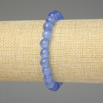 Blue Cat's Eye Bracelet with Smooth Beads 8mm, length 18mm, stretch