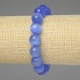 Blue Cat's Eye Bracelet with Smooth Beads 12 mm, 18 mm length, Stretch