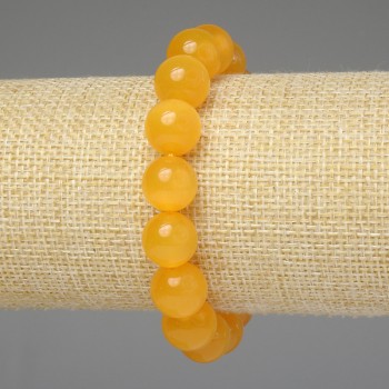 Yellow cat's eye bracelet Smooth Bead 12 mm +/-, length 18 mm +/- stretch