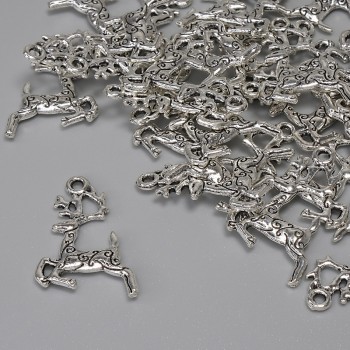 Pendant 'Deer' Silver-tone Metal, diameter 22x13 mm, bail hole 1.6 mm, packaging 25 pcs