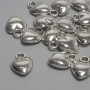 Heart Pendant, Silver Metal Color, 12x9 mm, Ear Wire Hole 2.4 mm, Packaging 16 pcs