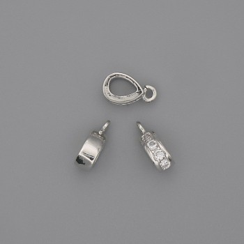 Pendant Connector, dimensions 11×3.5 mm, hole diameter 5×3.5 mm, silver-tone metal color