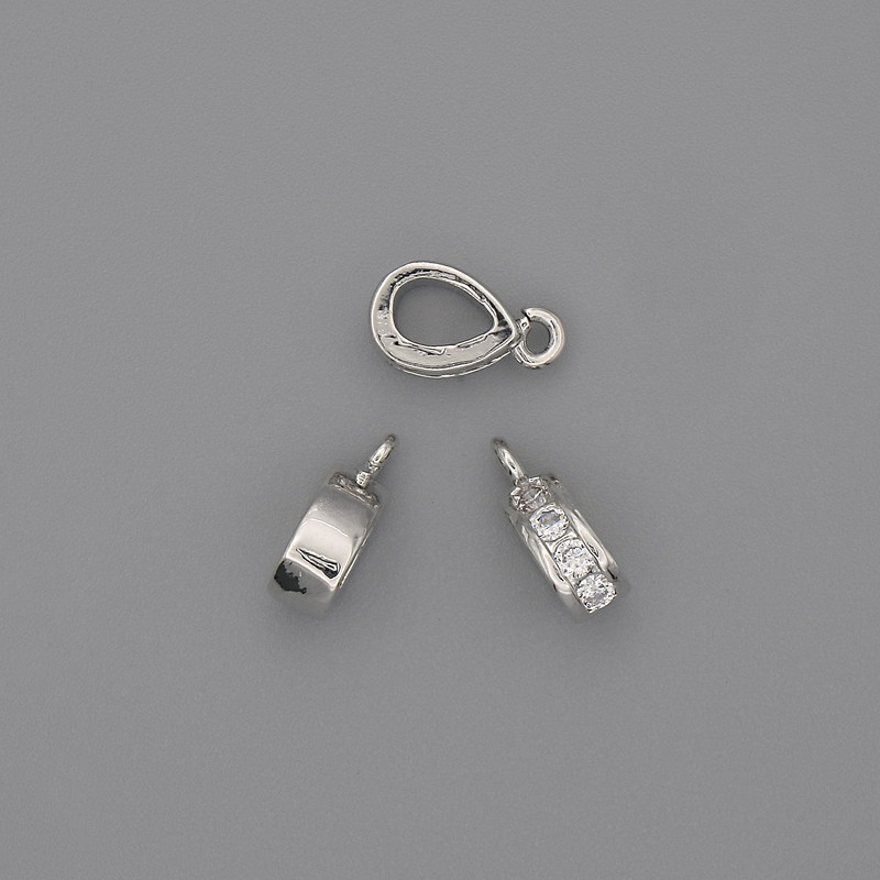 Pendant Connector, dimensions 11×3.5 mm, hole diameter 5×3.5 mm, silver-tone metal color