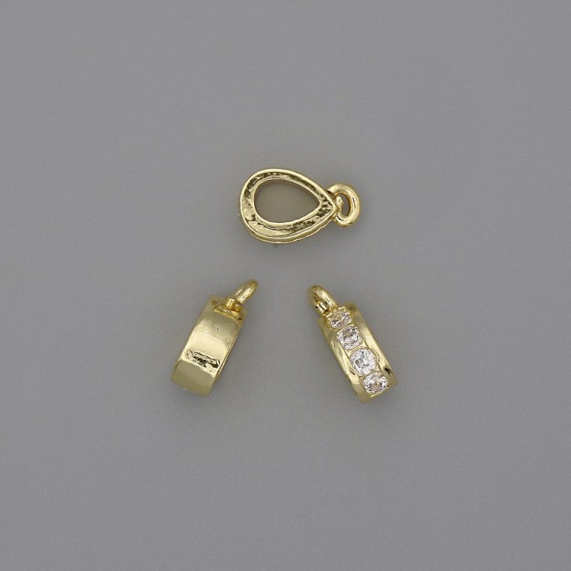 Golden pendant bail, diameter 11×3.5 mm, hole diameter 5×3.5 mm, golden metal color