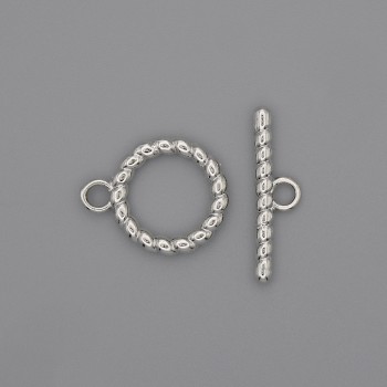 Toggle clasp hardware, ring 22×2.5 mm, 15 mm diameter, hole diameter 10 mm, silver-colored metal