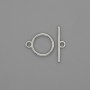 Toggle clasp hardware, ring diameter 18×1.5 mm, 12 mm diameter, hole diameter 10 mm, silver-colored metal