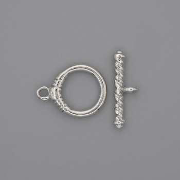 Toggle clasp hardware, 23x3 mm, 5 mm circle, 14 mm diameter ±, hole diameter 10 mm ±, silver-colored metal
