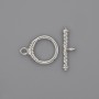 Toggle clasp hardware, 23x3 mm, 5 mm circle, 14 mm diameter ±, hole diameter 10 mm ±, silver-colored metal