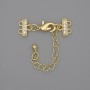 Замок для браслетів і бус на 2 нитки зі стразами і подовжувальним ланцюжком золотистий метал, діаметр 7х12мм+-, довжина 3см+