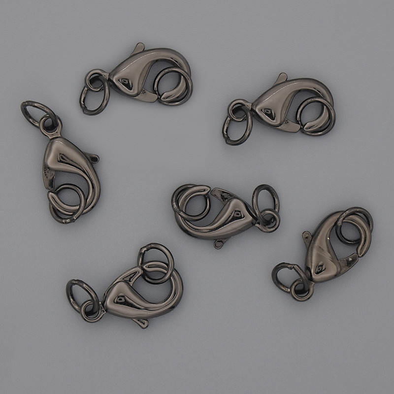 Carabiner clasp 15×9 mm – black metal color