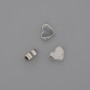 Bead Insert, Heart Shape, Silver Metal Color, Diameter 7x7.5 mm, Hole Diameter 2 mm