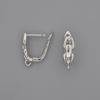 Silver-colored earring posts 17x5.5 mm - pair