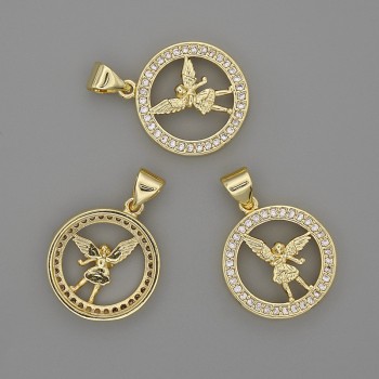 Angel Pendant 16 mm, length 22 mm, golden metal