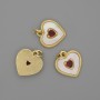 Pendant Mother-of-Pearl Heart 15×15 mm ±, red crystal, length 18 mm ±, gold-tone metal