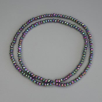 Rainbow Hematite Beads, Faceted Rondelle 3x2mm +/- On Beading Thread, 40 cm Length