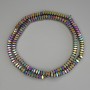 Rainbow Hematite Beads, Faceted Square Rondelles, 4x2mm, on Thread, Length 40 cm+