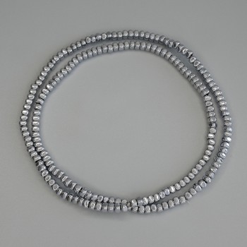 Hematite Beads, Silver Color, Square Rondel 3x2 mm, on a Thread, Length 40 cm +/-