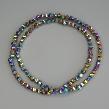 Iridescent hematite beads, diamond shape 4x4mm +/- on a fishing line, length 40 cm+
