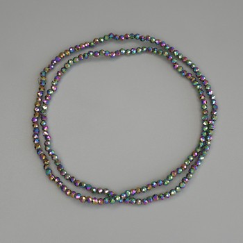 Iridescent hematite beads rainbow-colored, faceted round bead 2 mm ± on beading wire, length 38 cm ±