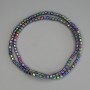 Rainbow hematite cube beads 3x3 mm +/- on a beading thread, length 40 cm+