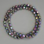 Rainbow hematite beads, faceted, 6x6 mm, on thread, length 40 cm