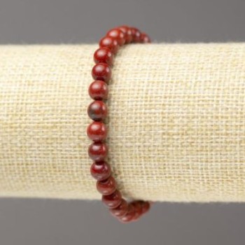 Red Jasper Bracelet, 6 mm diameter, 18 cm length, stretchy