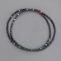 Hematite Beads, Faceted Triangular Rondelles, 3x2 mm, on Beading Thread, Length 40 cm+