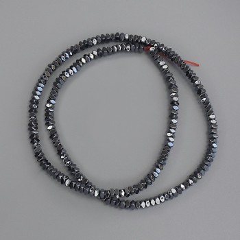Hematite Beads, Faceted Square Rondelle 3×1.5 mm, on a strand, length 40 cm+