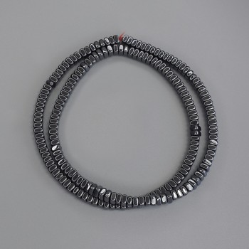 Hematite Beads, Square Rondel 4x2 mm ± on Thread, Length 40 cm+