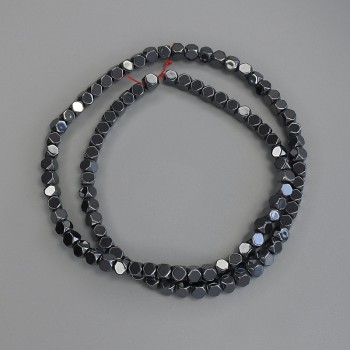 Hematite cube beads 4x4 mm on thread, length 40 cm+