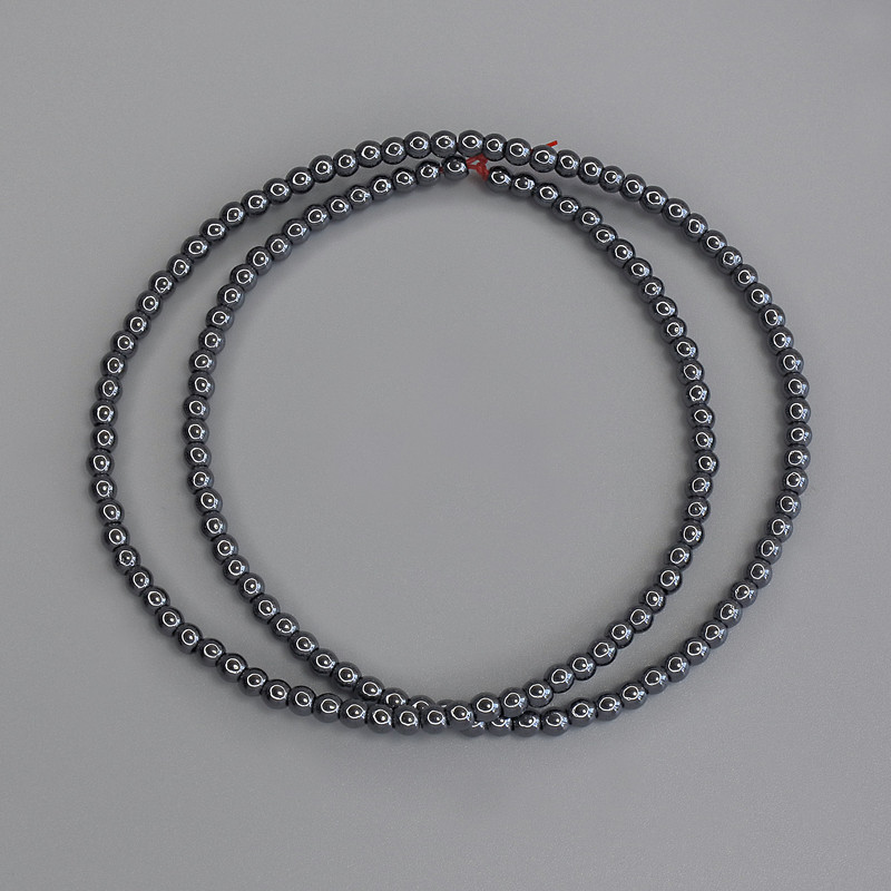Hematite ball beads 3 mm on beading wire, length 40 cm+