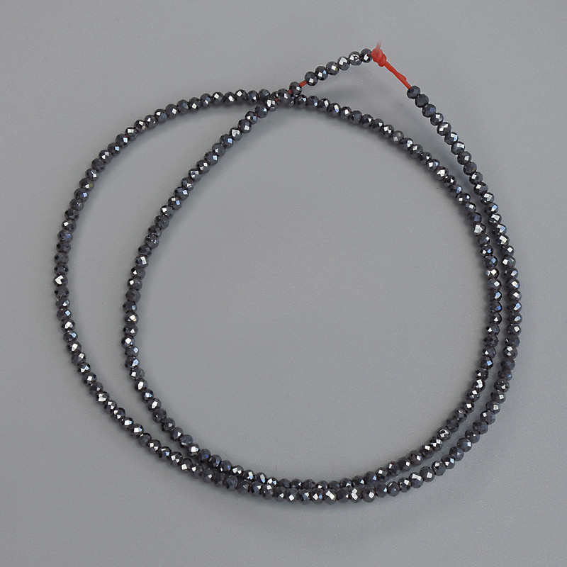 Hematite Beads Faceted Ball 2mm +/- on Thread, Length 38cm+