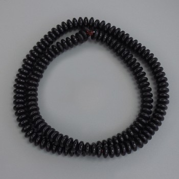 Black Hematite Beads Rondelle 6×2.5 mm on Beading Thread, Length Approximately 40 cm+