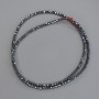 Hematite Beads, Faceted, 2x2 mm Diameter, on Beading Thread, Length 42 cm+
