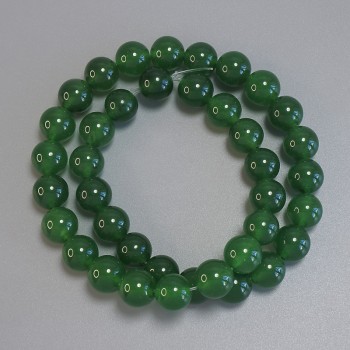 Chrysoprase Beads, Smooth Round, 10 mm Diameter, 38 cm Length on a Thread