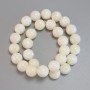 Mother-of-pearl beads, smooth round ball, 13mm diameter ±, 38cm length ± on thread