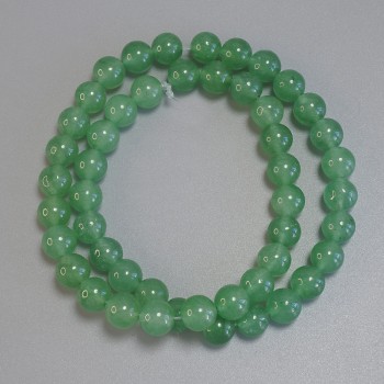 Jade Beads, Smooth Round Balls, 8 mm Diameter, 39 cm Length on Thread