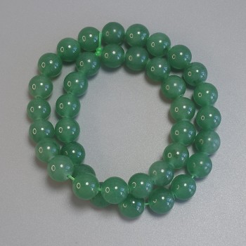 Jade Beads, Smooth Round Balls, 10 mm Diameter ±, 38 cm Length ± on Beading Thread