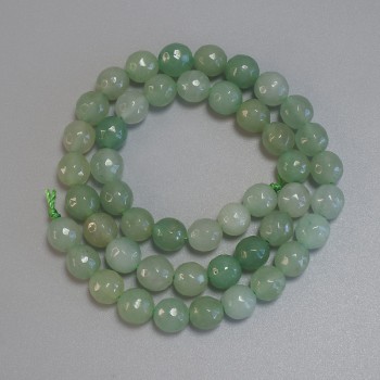 Nephrite Beads - Faceted Round Bead, 8 mm Diameter, 39 cm Length on Thread
