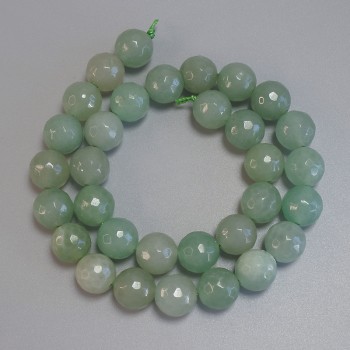 Jade Beads, Faceted Balls, 12mm Diameter, 39cm Length on Thread