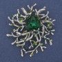 Accent Brooch-Pendant with Green Crystal, Crystals, Silver Metal 55x62mm+