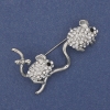 Jerboas Brooch with White Crystals, Silver Metal 49x31mm+