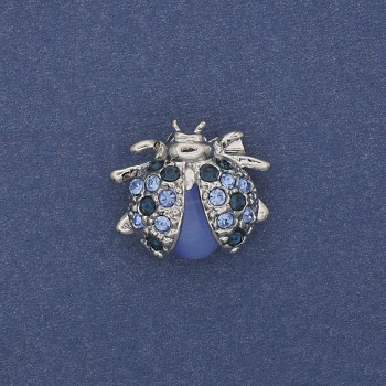 Brooch 'Ladybug' with Blue Cat's Eye