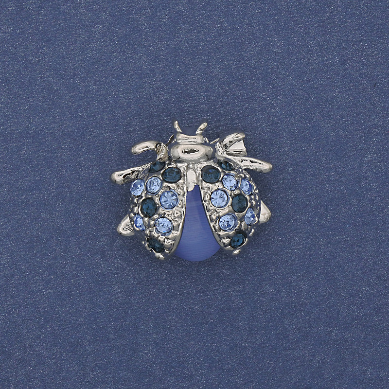 Brooch 'Ladybug' with Blue Cat's Eye