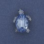 Brooch pendant Turtle blue crystal silver-toned metal 24×18mm+